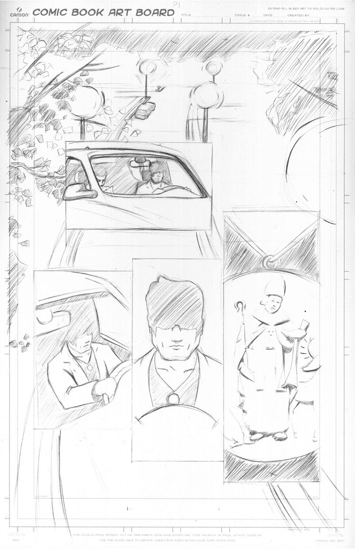 Layout of an early page of the comic (Inking and coloring to come!)