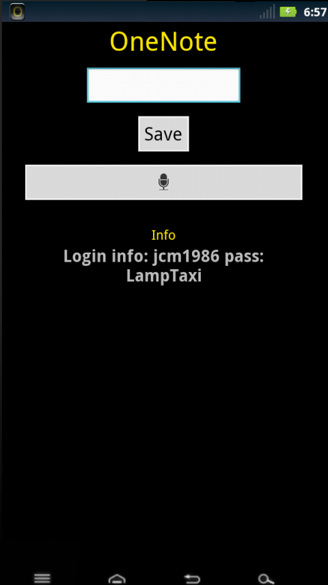 OneNote main screen