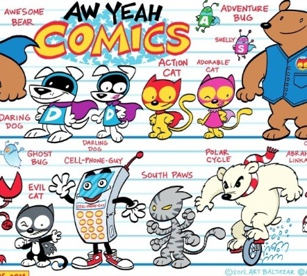 Some of the Heroes and Villains from AW YEAH COMICS!