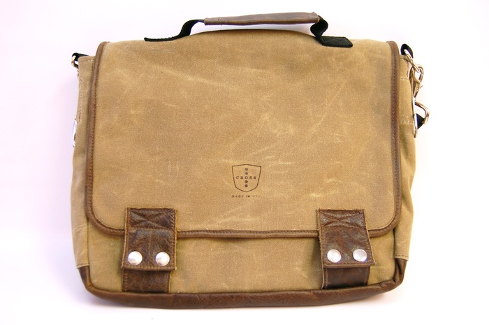 The Standard 06 Messenger- Sage Waxed Canvas & Walnut Leather Trim, Retail Price $250
