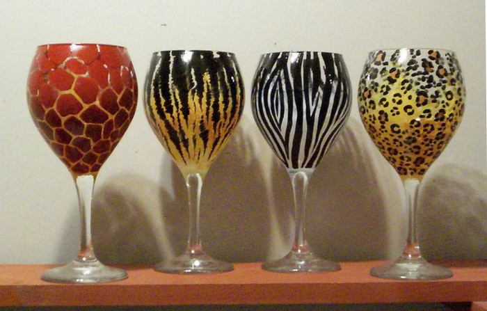 Animal print wineglasses