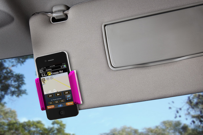 Hook it to your car’s visor for handsfree GPS that stays directly in your line of sight while driving, not sliding across the front seat.