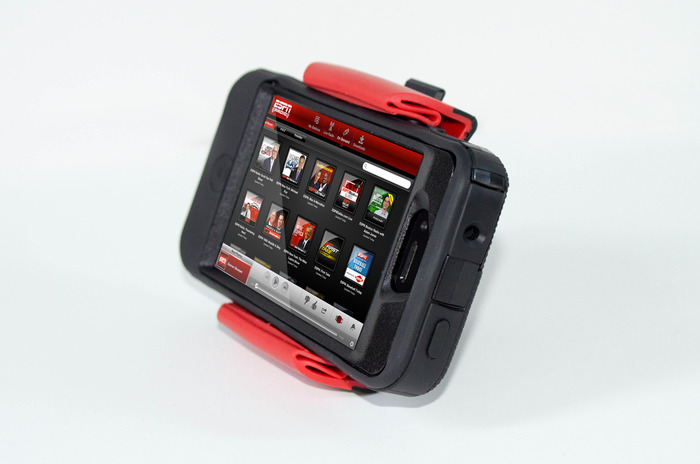 itFits with the iPhone 4s and Otterbox Protected Case
