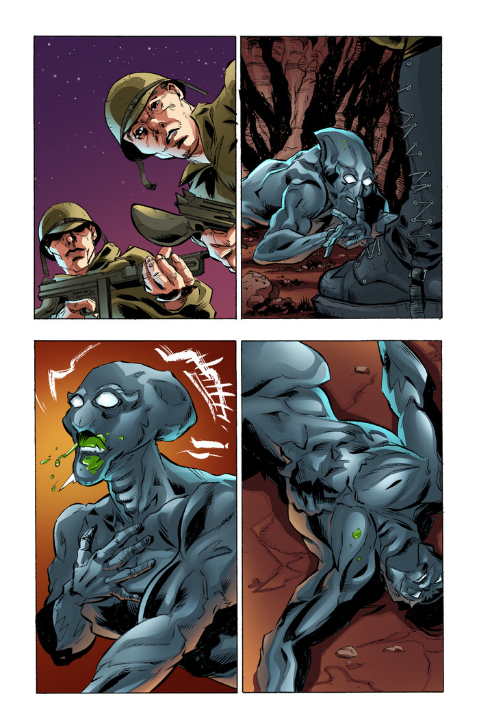 A drawn, inked and colored page from Issue 1 - Latch, Fiorentino and Cassata, Wands