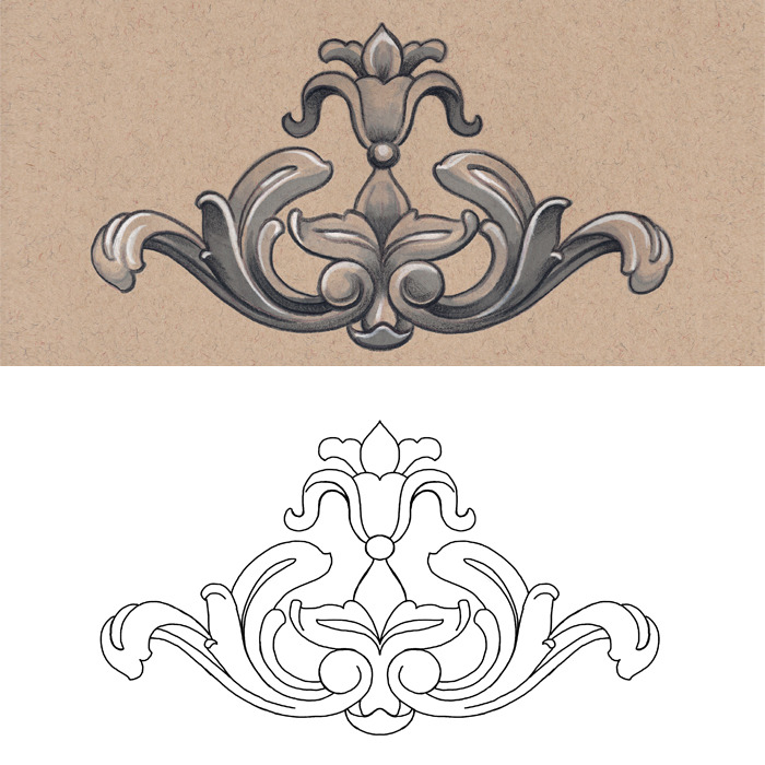 Complimenting line art for each illustration.