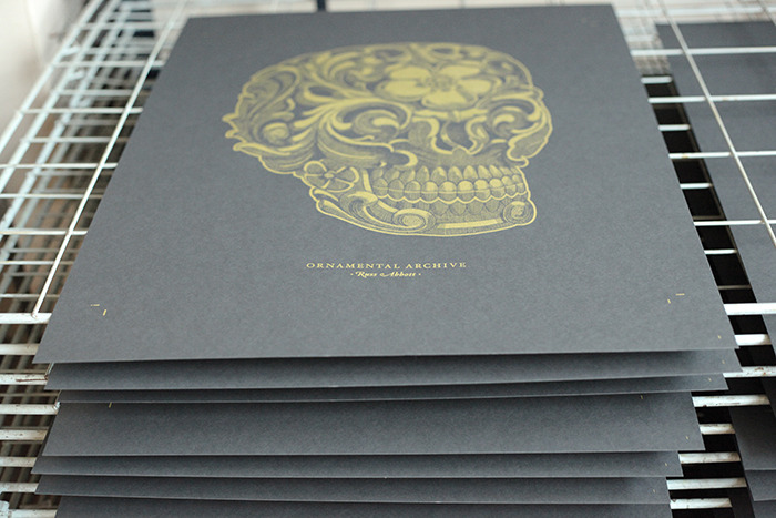 Limited edition screen-prints. Gold ink, on heavy stock french paper.