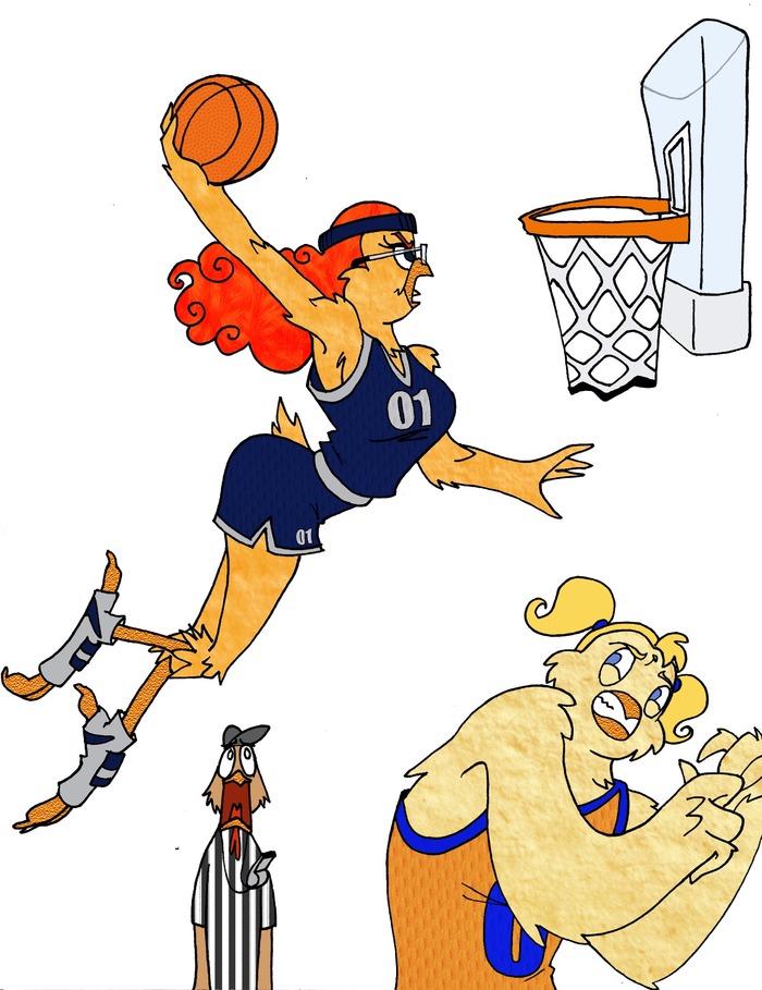 ...and, not to be outdone, her twin sister: Chikk-A-Dee Dee™. (The difference between the two of them is a total "spectacle", get it?)