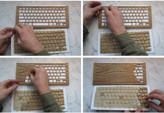 Placing the keys in position.