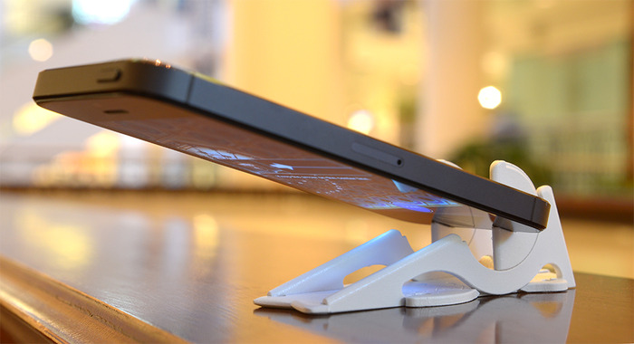 The pocket tripod is the only portable stand of its size that can hold the iPhone at the most extreme angles, even in portrait.