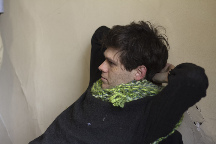 Producer Matthew Thurm wearing his ROVER scarf