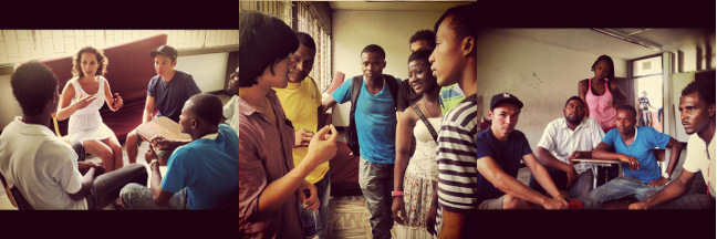 Team Manos meeting with theater students in Buenaventura
