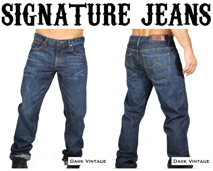 Our Signature Jeans are made of 12 ounce denim straight from North Carolina's Cone Denim Mills, a leading supplier of denim fabrics since 1891. Each of our Signature Jeans come in a straight leg cut with a medium rise.
