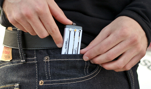 Fits in the 5th pocket of your pants. Won't jingle, stab you in the leg, or scratch your phone.