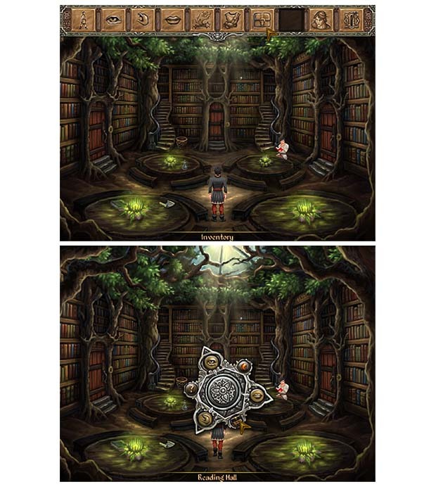 The game offers multiple Interfaces, including a Sierra-like Icon Bar and LucasArts Verb-Coin!