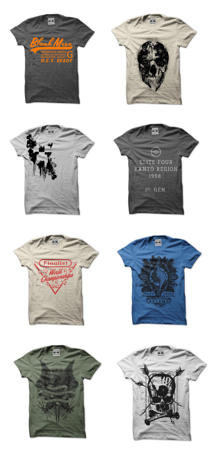 From upper left - Black Mesa - Corvo Mask - Hiss - Elite Four - Finalist - Garden - UNSC Navy - Hail Sithis