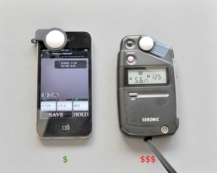 Light reading results of Luxi (L) and Sekonic L-308 (R) for price/performance comparison. Look at a Sekonic i-346 or other non-flash meter for direct product comparison.