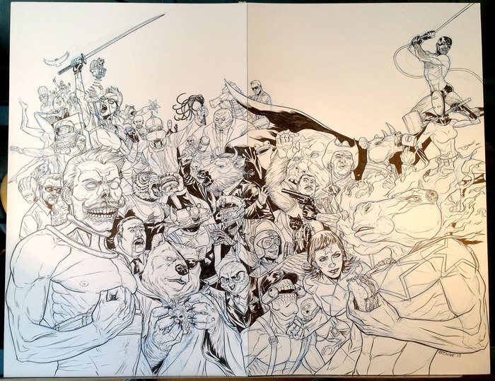 The one of a kind original art for the wrap around cover!