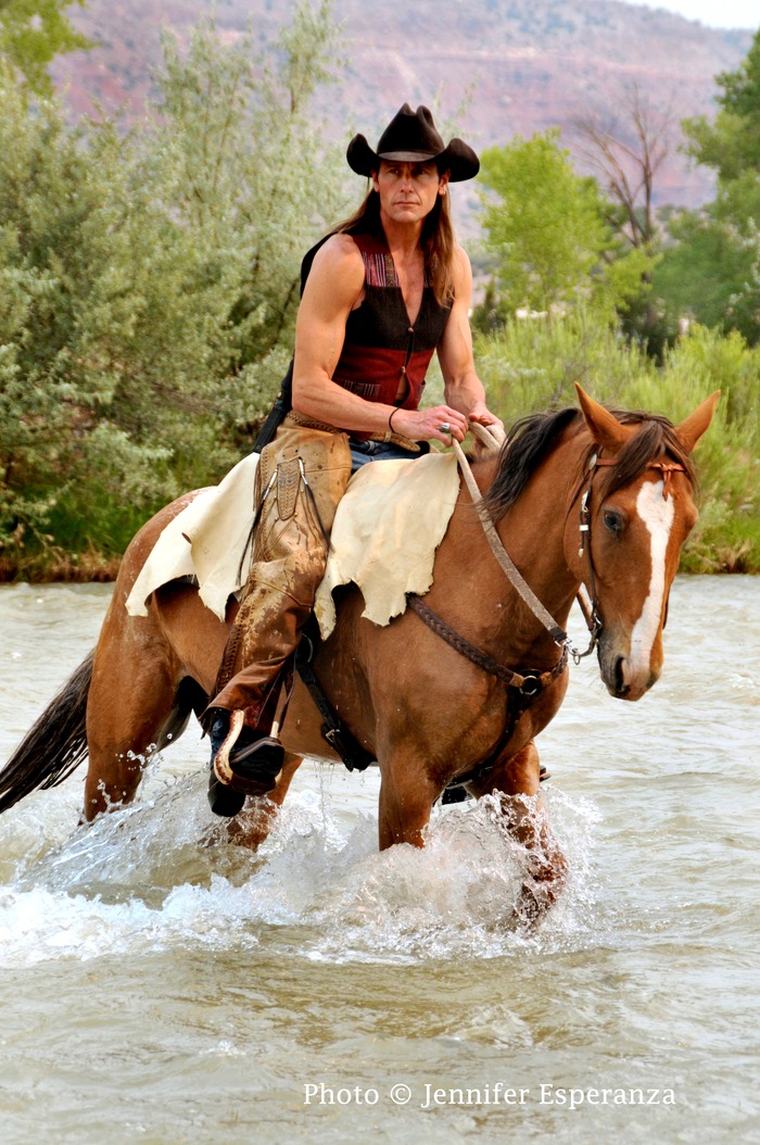 Director James Anaquad Kleinert with his rescued wild horse Austin.