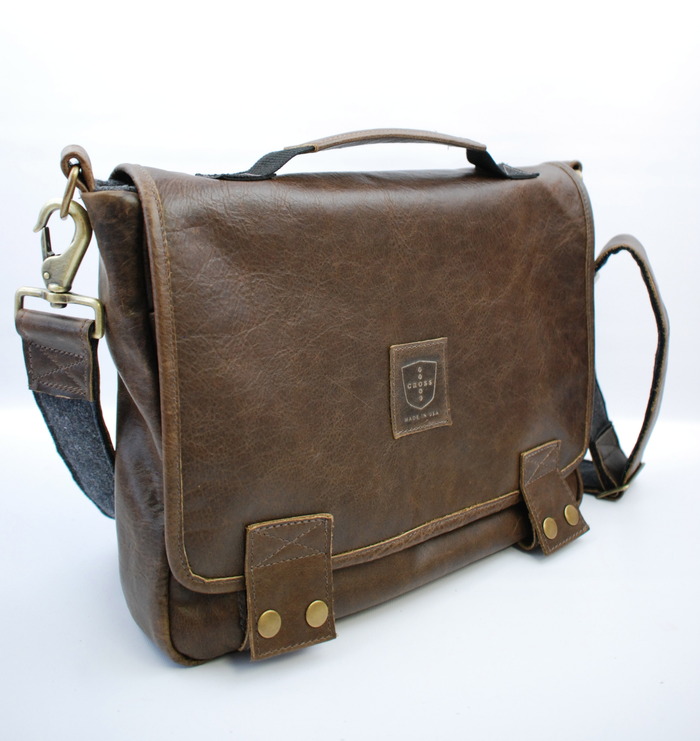 The Standard 06 Messenger in Walnut Leather and Brass Hardware