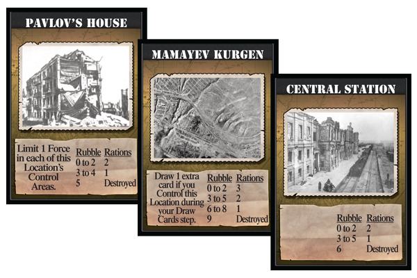 Examples of some of the game's Location cards