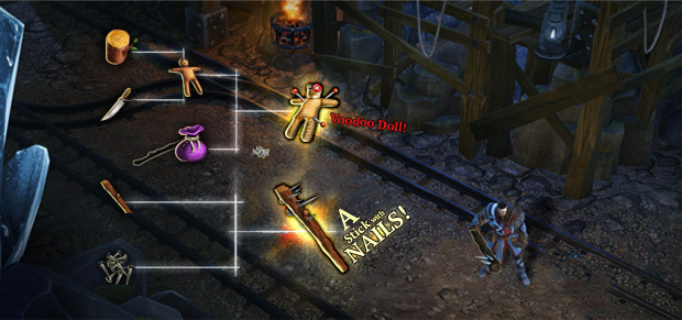 Remember, as one of our higher tier backers, you'll get the opportunity to create some creative item combos with us! (Current in-game screenshot, work in progress.)