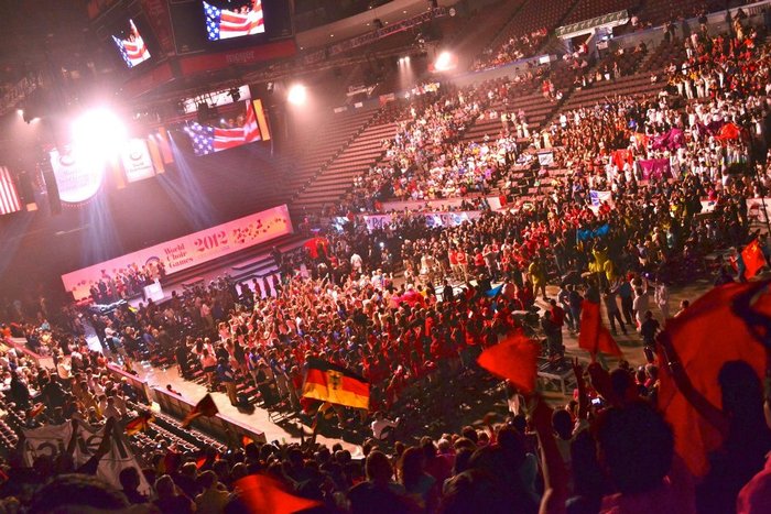 The view of the Aeolians as they were awarded one of three gold medals during the World Choir Games in Cincinatti, Ohio