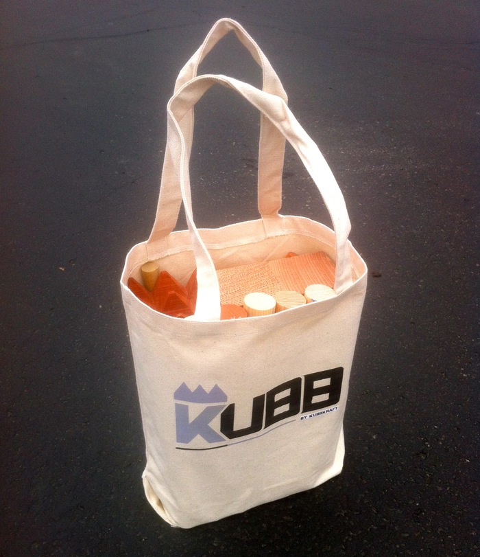 Add $8 to your pledge and get an awesome bag for transporting and storing your Kubb set!