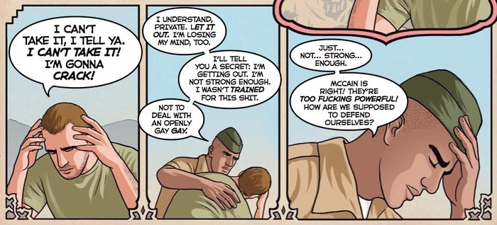 A scene from Dave Zelman's "Al Qaeda's Super Secret Weapon". Your mind will be blown!