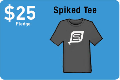 A tee shirt with the BikeSpike logo screen printed fresh, in our home town of Chicago.