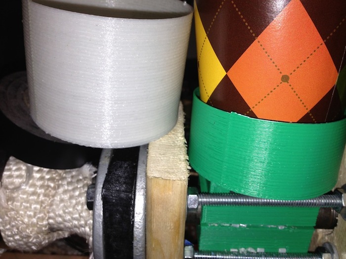 Comparison of print quality between the Filastruder Filament (left) and Solidoodle FIlament (right)