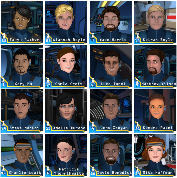 The crew of the C-3800-D "ZENLIL". Only missing Bishop Six - YOU.