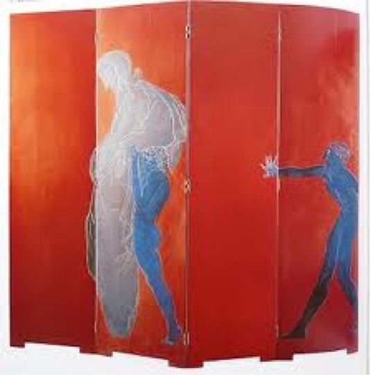 Eileen Gray's famous two-sided laquerwork screen, 'Le Destin', once owner by French couturier and collector, Jacques Doucet.