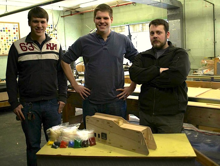 Sean, Robert, and John of OSPrinting LLC with the Filastruder, ABS, PLA, HDPE, and colorant.