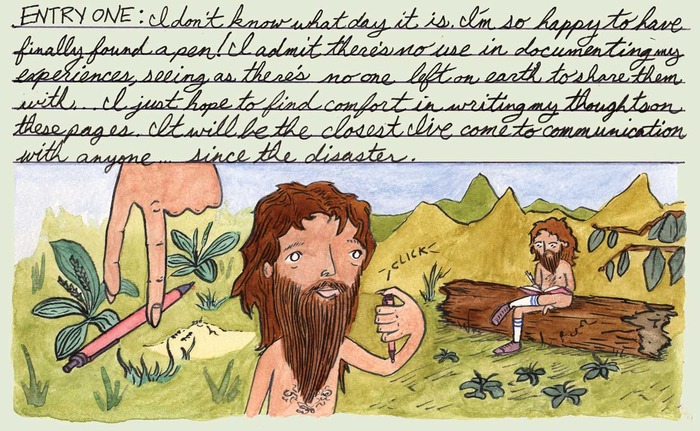 My comic about the last man alive on Earth who documents his struggles with his new obsession and the embarrassment of it despite the fact that there is no one left alive to judge him.
