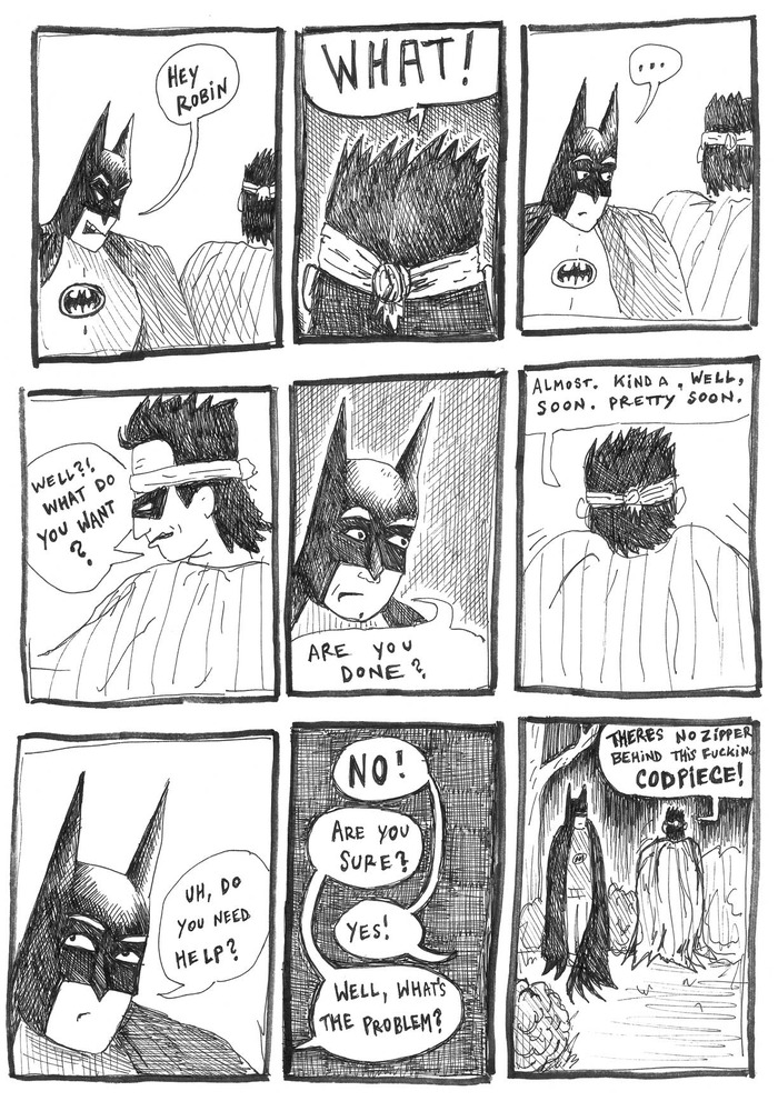 This is a sample of Nick's Batman satire. The book also features his comic "the Dot"