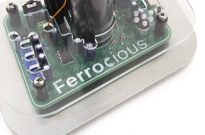 Circuit board detail showing the logo and other features