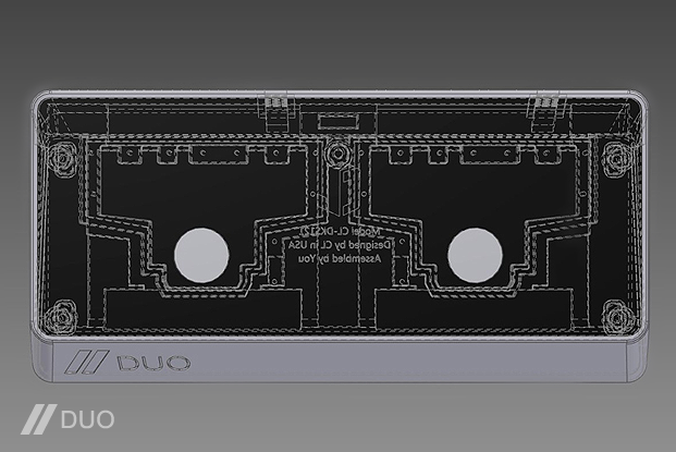 Prototype A - Transparent CAD renders of the first DUO Enclosure