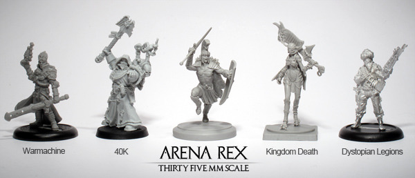 Arena Rex is not affiliated with the other games or miniature lines listed above. Their models only appear here as a demonstration of scale. Aquila is on a 30mm base.