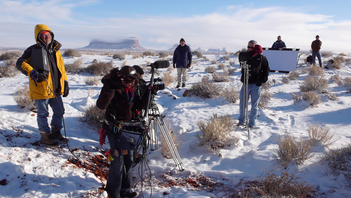 Boss Jon Davison and team, on the set of Searchers 2.0