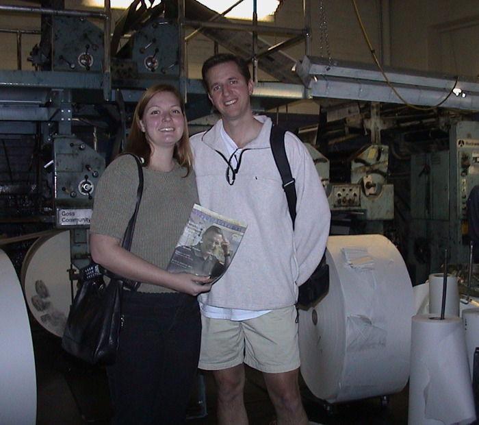 At the printing press with our first copy of Winning in Education Magazine.