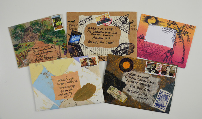 Envelopes made with rubber stamps