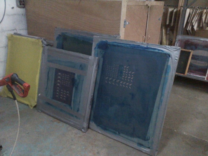 This is a standard screen frame. We make new screens for every run so they are pristine and the patterns come out great.