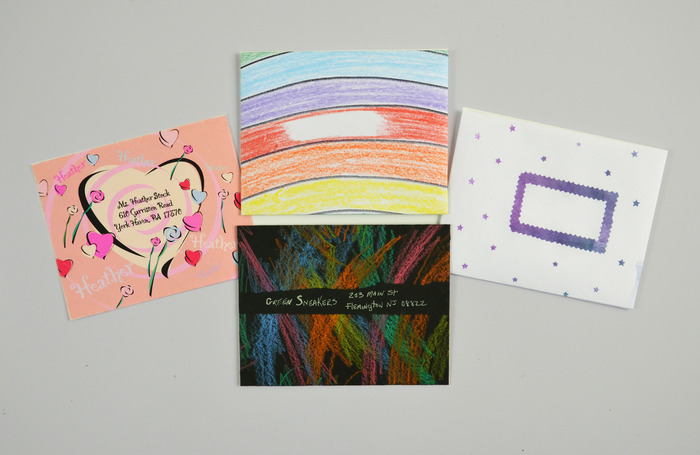 Envelopes made using kids' art