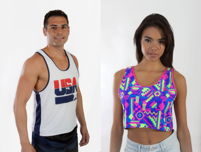 "USA" w/ Navy Trim (Left) "Aztec" w/ Neon Pink Trim (Right)