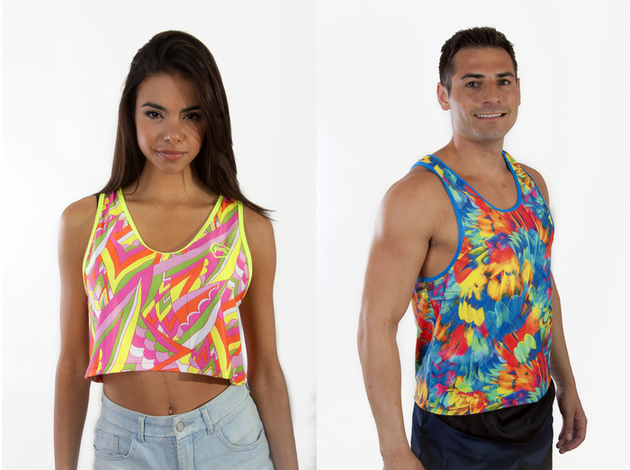"Art Deco" w/ Highlighter Trim (Left) "Macaw" w/ Neon Blue Trim (Right)
