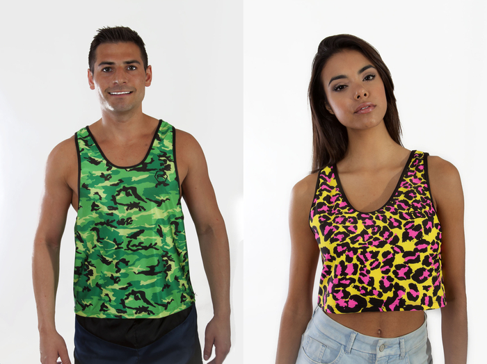 "Camo" w/ Black Trim (Left) "Neon Leopard" w/ Black Trim (Right)