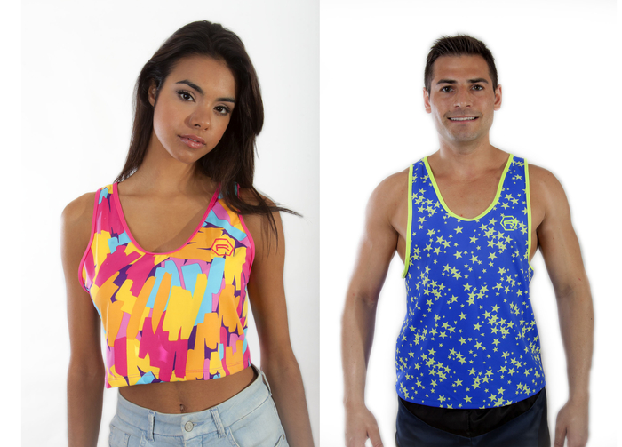 "Tropic" w/ Neon Pink Trim (Left) "Stars" w/ Highlighter Trim (Right)