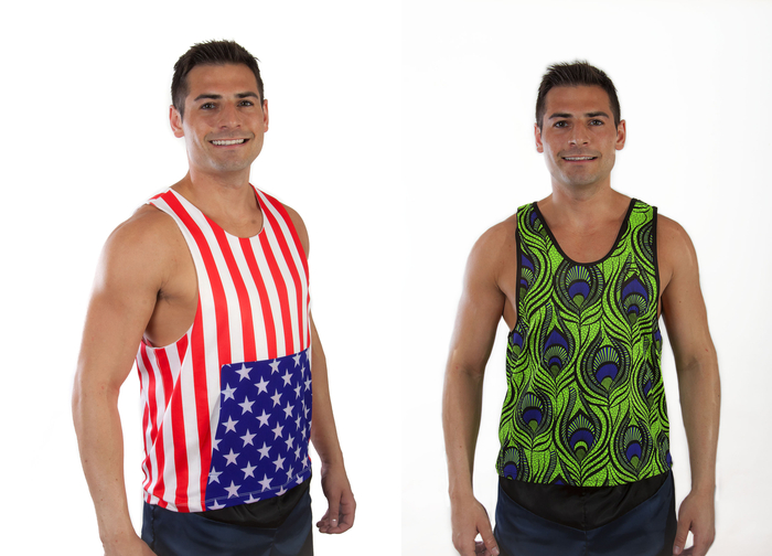 Reversible "American Flag" (Left) "Peacock" w/ Black Trim (Right)