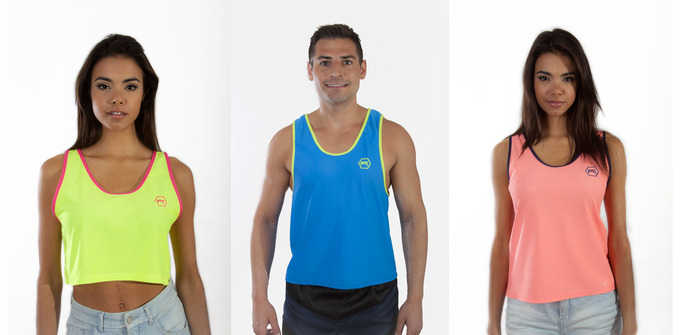 From Left to Right: Highlighter w/ Neon Pink Trim; Neon Blue w/ Highlighter Trim; Peach w/ Navy Trim