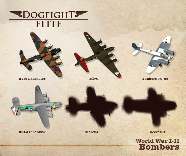 Dogfight Elite bombers already included in the prototype. Contribute to help us announce the secret planes!